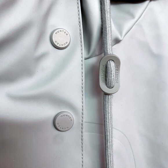 HUNTER Abbey Short Rubberized Rain Jacket w/ Hood XL Silver Grey NWT - Picture 7 of 17